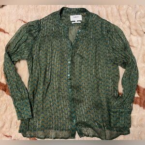 Ba&sh Sheer Green Shimmer Blouse